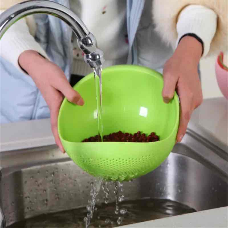Сито багатофункціональне пластикове для миття крупи, ягід, зелений
