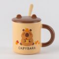 Чашка керамічна "Капібара" з кришкою та ложкою 350 мл
