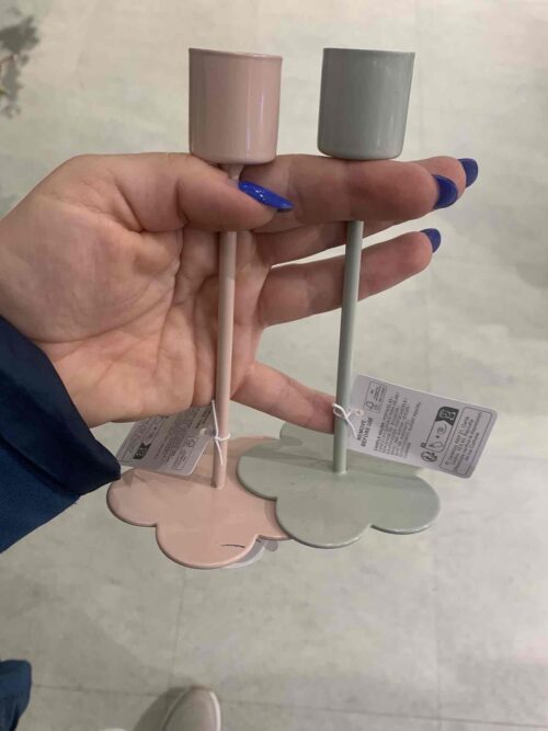 d4c1d5e6-a45f-48e0-a55d-7e0adabf6527.jpg Підсвічник металевий "Квітка" Primark на ніжці рожевий/м’ятний 1 шт