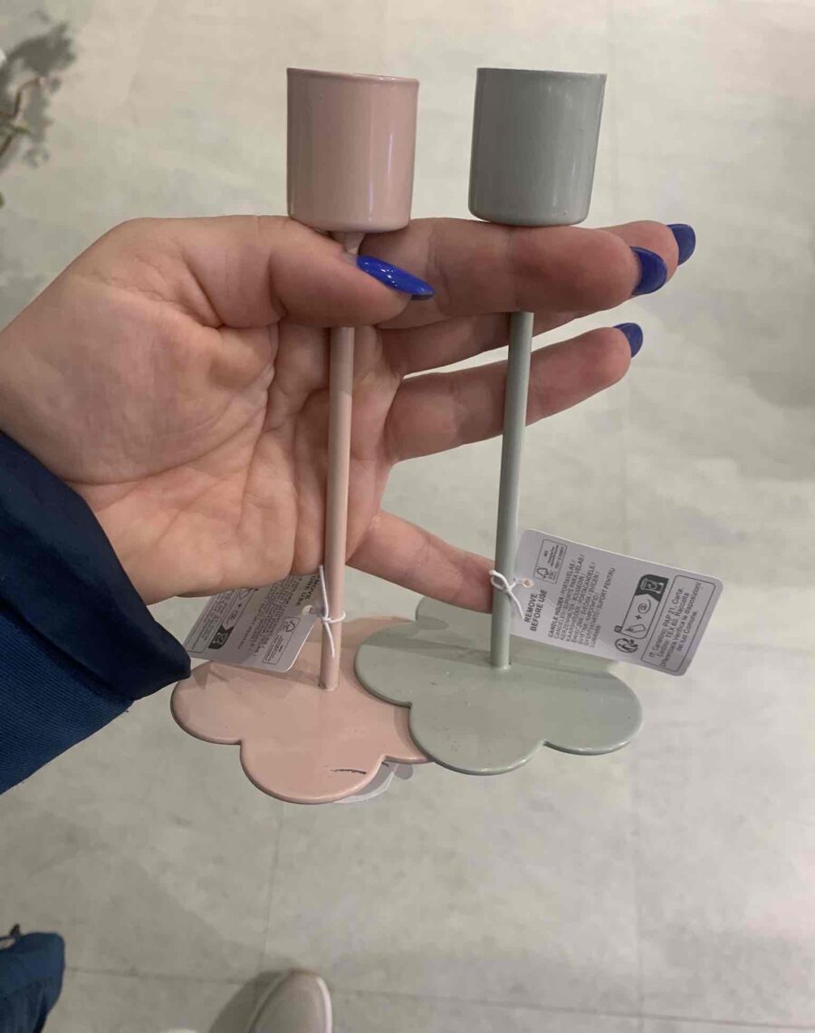 Підсвічник металевий "Квітка" Primark на ніжці рожевий/м’ятний 1 шт