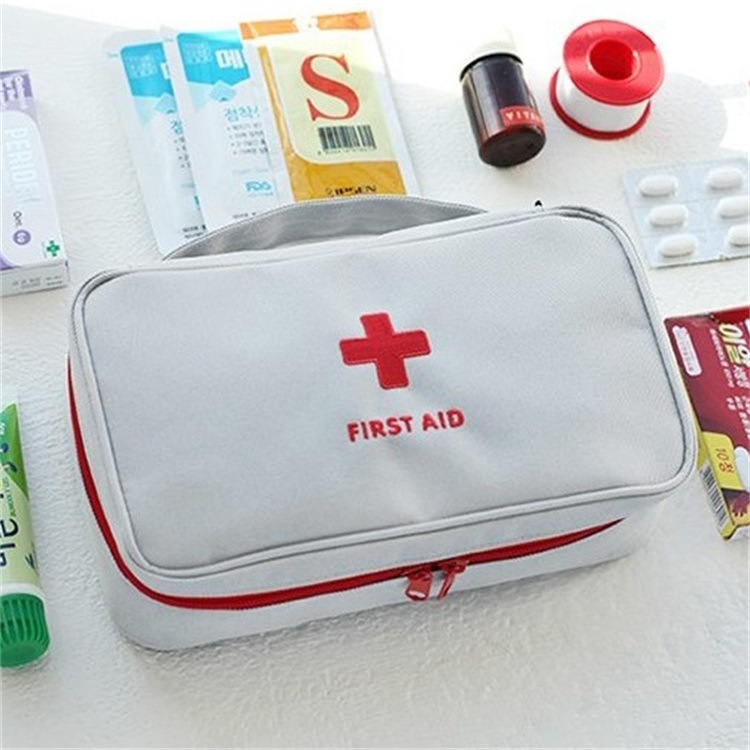 Аптечка портативна/ органайзер для медикаментів "First Aid" червона/сіра
