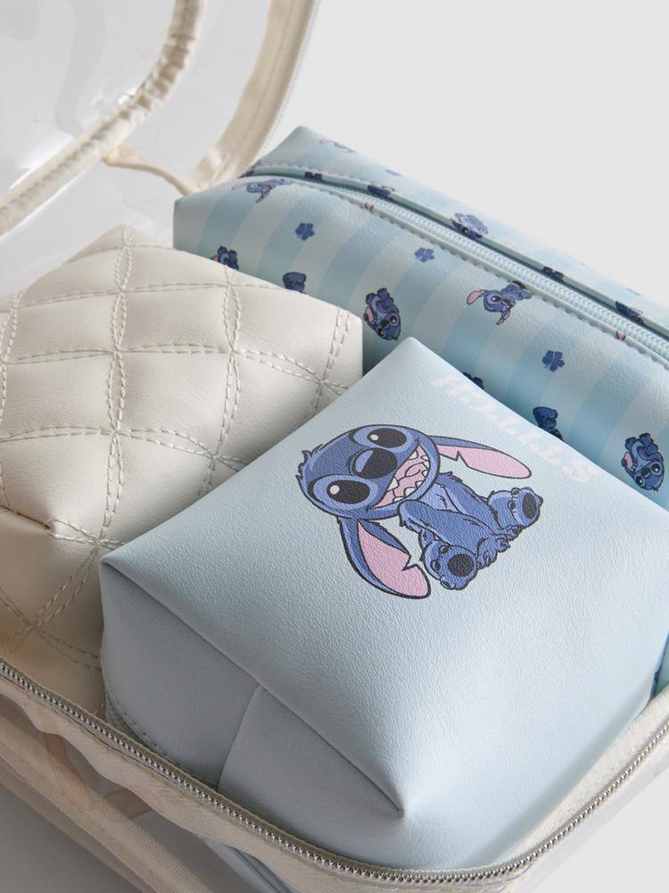 Набір косметичок 4 в 1 "Stitch/Стітч" Primark прозоро-блакитна