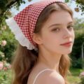Хустина в стилі Бохо/ Богема в клітинку з рюшечками червона