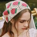 Хустина в стилі Бохо/ Богема в'язана з принтом мікс кольорів