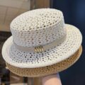 Капелюх солом'яний "Канотьє" з коричневою стрічкою біла