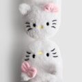 Тапочки-балетки жіночі "Hello Kitty" Primark тедді з ремінцем білі