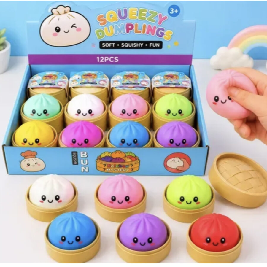 Іграшка-антистрес сквіш "Хінкалі-пельмень" Squishy Dumpling 6 см мікс кольорів