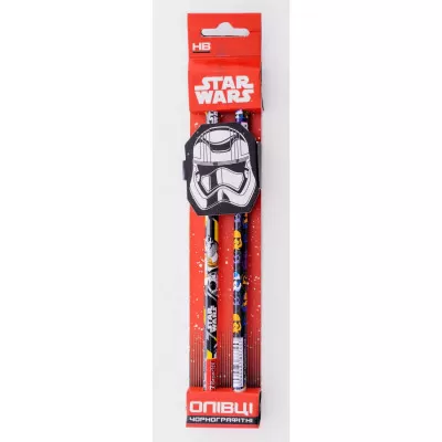 147c1a7d-575b-41ed-b51b-19b99276ac89.png Олівець простий 1В HB "Star wars" з гумкою 2 шт