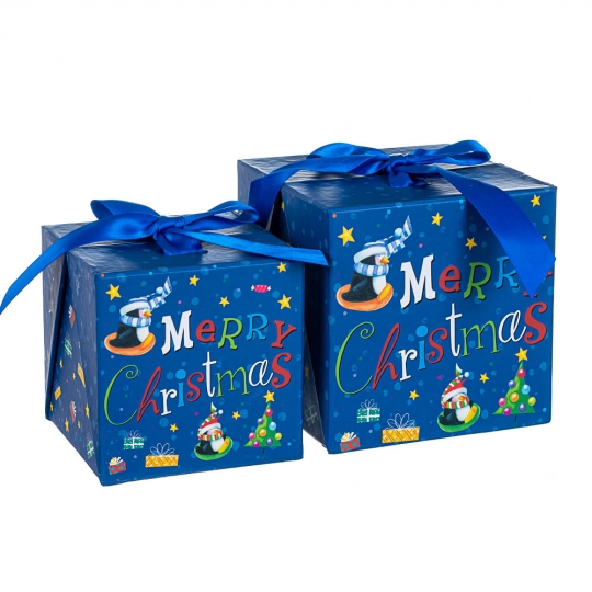 Коробка подарункова Новорічна "Merry Cristmas" (14*14*14 см)