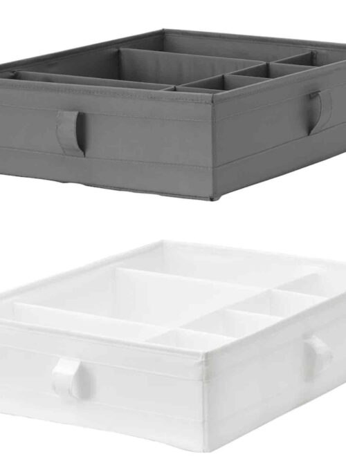 Органайзер/ Коробка SKUBB IKEA з відділеннями на шкарпетки/ нижню білизну/ аксесуари, білий/сірий 44х34х11 см