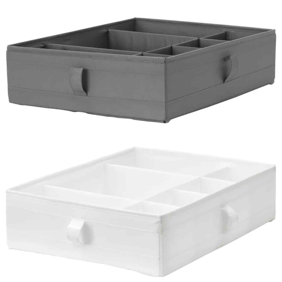Органайзер/ Коробка SKUBB IKEA з відділеннями на шкарпетки/ нижню білизну/ аксесуари, білий/сірий 44х34х11 см
