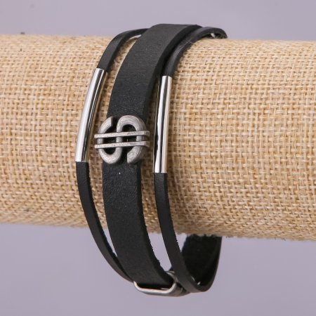 322bbb32-4473-4cbd-aa84-f6cef65c5f80.jpg Браслет чоловічий еко-шкіра "Долар" чорний/срібло