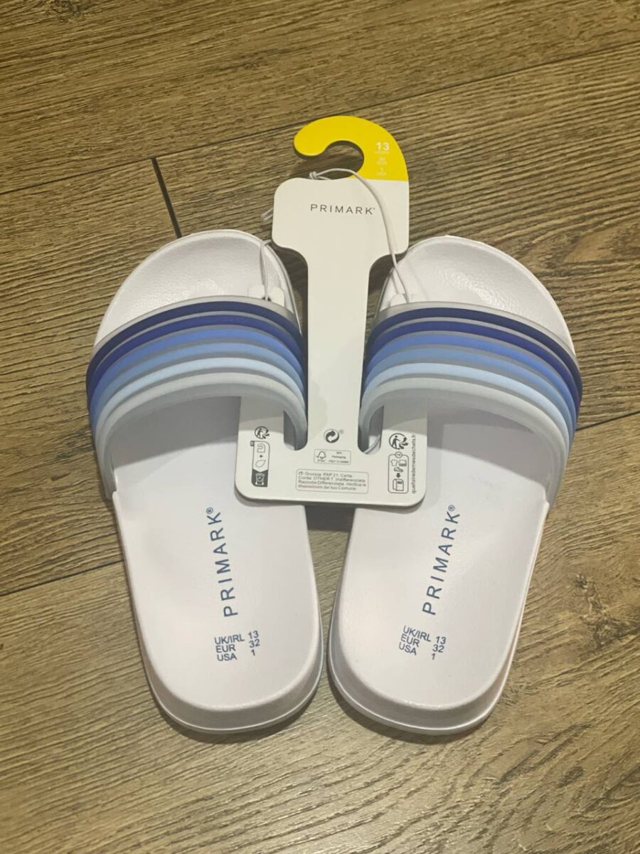 Шльопанці дитячі резинові Primark в полоску біло-сині