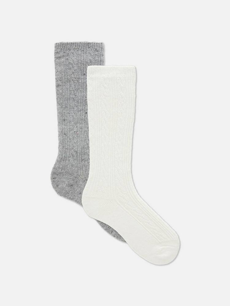 Шкарпетки-підколінки "Knee High" Primark (1 пара) білі/сірі