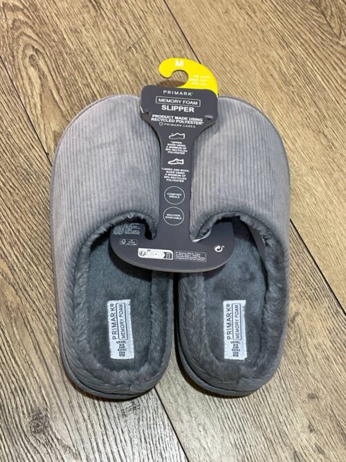 7127d48f-d9e8-485a-9162-acbfe910587b.jpg Тапочки чоловічі Primark (устілка меморі) вельветові сірі