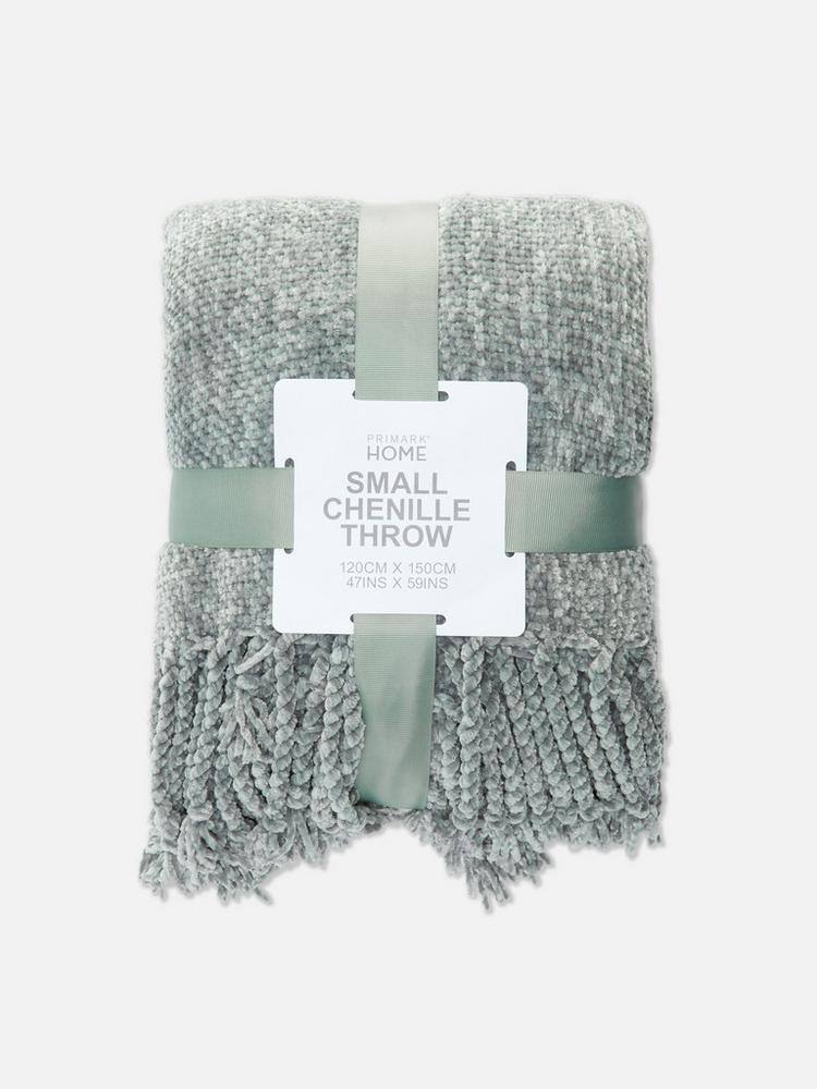 Плед "Small Chenille Throw" Primark суперм'який сіро-зелений 120*150
