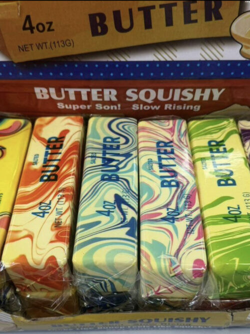 8c1d1cc5-cf40-4901-9d97-ec631e788dc1-10.jpg Іграшка-антистрес сквіш Butter squishy "Масло" 14*4 см запах булочки" мармур