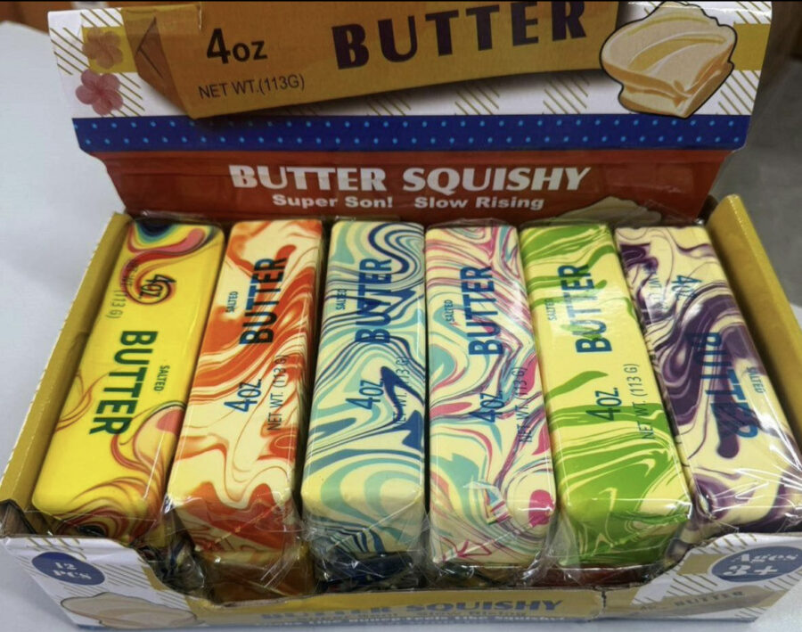 Іграшка-антистрес сквіш Butter squishy "Масло" 14*4 см запах булочки" мармур