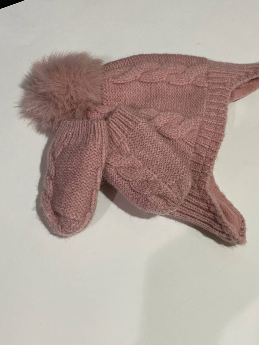Шапочка дитяча з рукавичками Primark темно-рожева