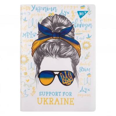 aa9af3db-79ef-40ca-a3fa-ca33130f2c9a.jpg Блокнот А5 YES "Support for Ukraine" скоба 70 арк. клітинка