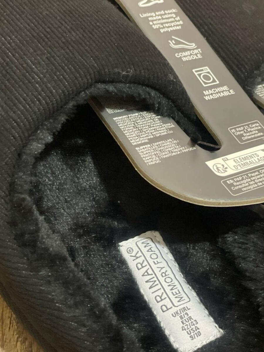 Тапочки чоловічі Primark (устілка меморі) вельветові чорні