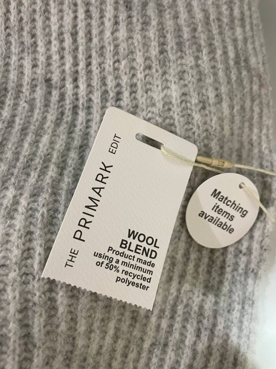Шарф осінь/зима в рубчик The Edit Primark (шерсть) широкий сірий
