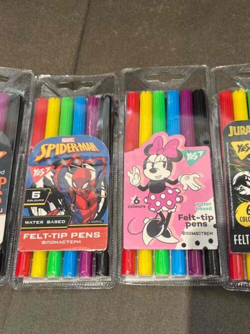 d6ddbbeb-f050-43cd-a73e-6f7aafea382b.jpg Фломастери YES "Minnie Mouse/Marvel/Football/Jurassic World" 6 кольорів