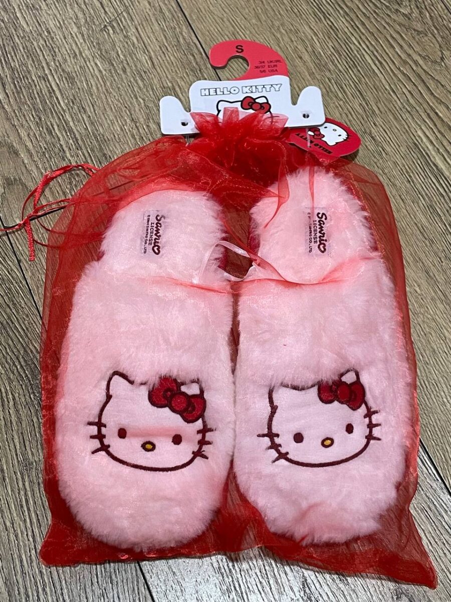 Тапочки-сабо жіночі "Hello Kitty" Primark у мішечку білі пухнасті
