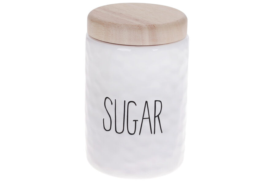 Банка керамічна "SUGAR" з бамбуковою кришкою рельєфна 1200 мл