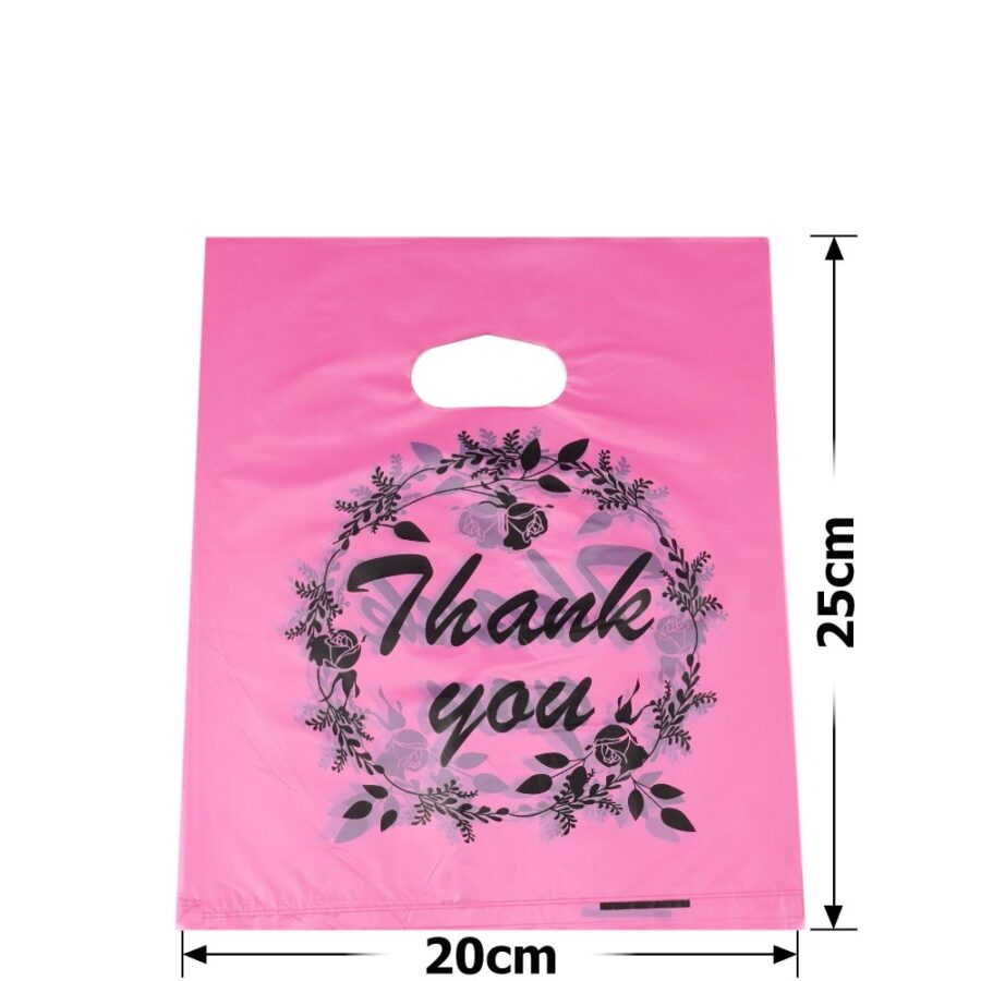 Пакет подарунковий ПВХ (20*25) "Thank you" рожевий