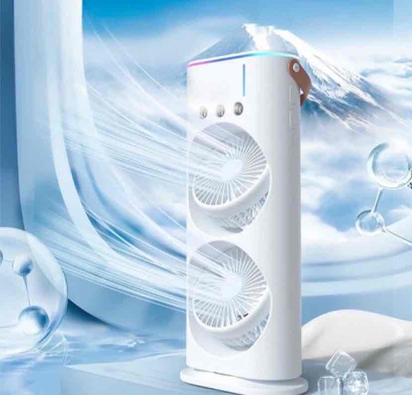 Вентилятор портативний зі зволожувачем Mini Fan VU-02 (LED Type-C) акумуляторний
