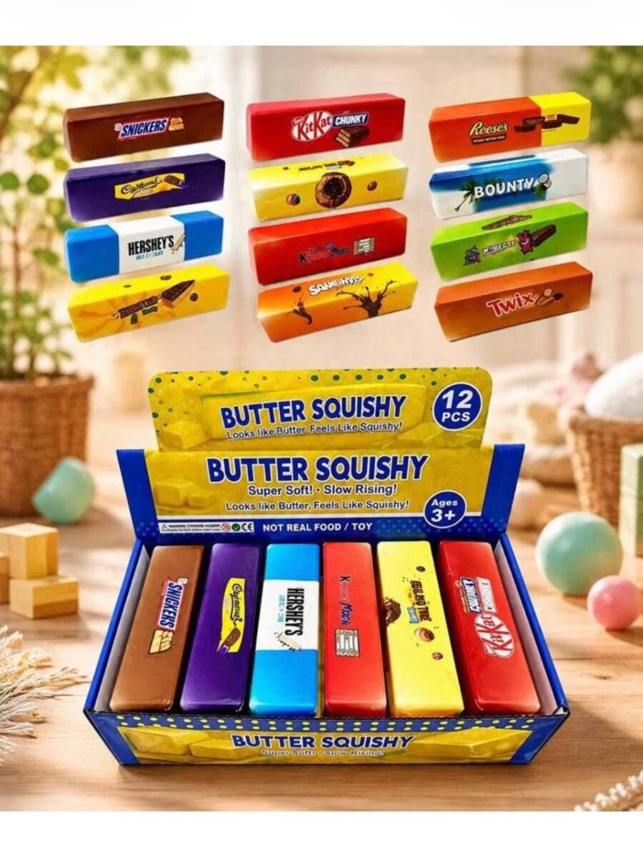 Іграшка-антистрес сквіш Butter squishy "Снікерс/ KitKat/ Bounty" 14*4 см запах булочки
