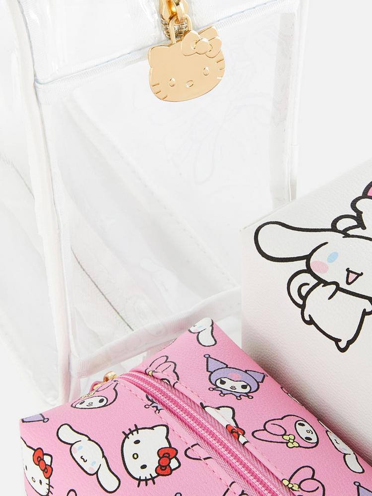 Набір косметичок Primark "Hello Kitty" прозора/рожева/біла 3 в 1